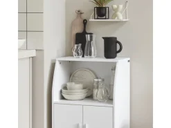 SoBuy Küchenschrank Mikrowellenschrank mit 2 Ablagen und 2 Türen FRG241-W