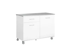 SoBuy Küchenwagen auf Rollen Kücheninsel Rollwagen Servierwagen Weiß FKW117-W