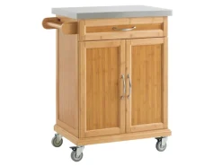 SoBuy Küchenwagen aus Bambus mit Edelstahltop Servierwagen FKW13-N