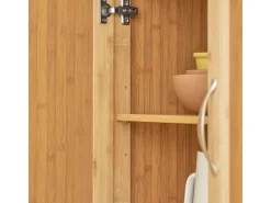 SoBuy Küchenwagen aus Bambus mit Edelstahltop Servierwagen FKW13-N