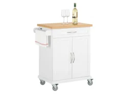 SoBuy Küchenwagen aus MDF mit Bambus Top Küchenschrank Servierwagen FKW13-WN
