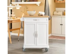 SoBuy Küchenwagen aus MDF mit Bambus Top Küchenschrank Servierwagen FKW13-WN