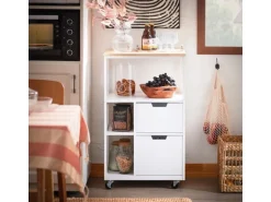 SoBuy Küchenwagen mit 2 Schubladen 3 Ablagen Servierwagen 53x89x37cm FKW111-WN