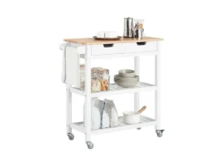 SoBuy Küchenwagen mit 2 Schubladen Rollwagen Konsolentisch Weiß FKW68-WN