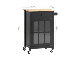 SoBuy Küchenwagen mit 1 Tür Servierwagen Rollwagen Schwarz FKW98-SCH