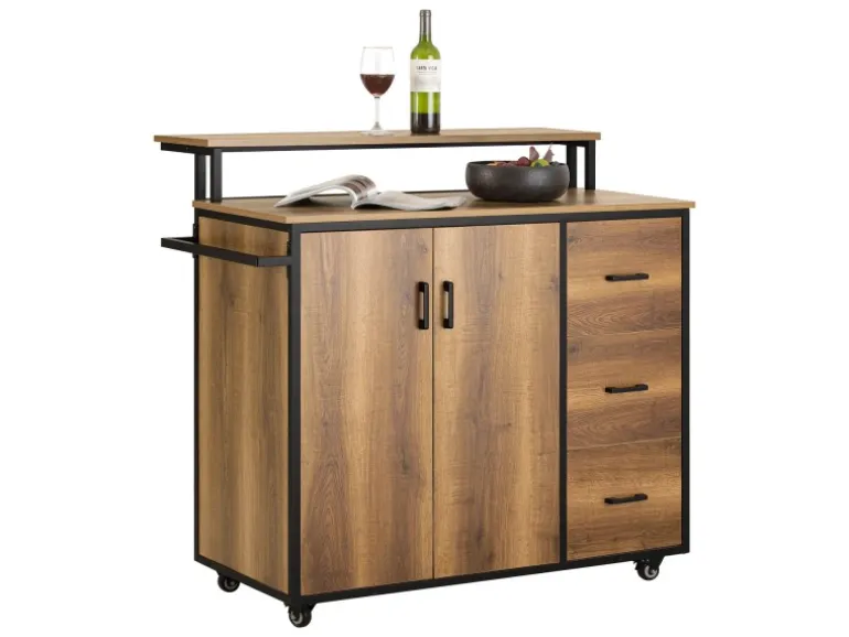 SoBuy Küchenwagen mit Arbeitsplatte Kücheninsel Rollwagen KNL02-PF