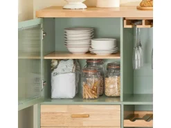 SoBuy Küchenwagen mit Arbeitsplatte Kücheninsel Rollwagen Grün FKW114-GR