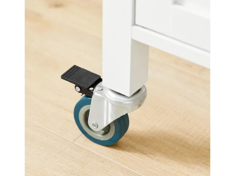 SoBuy Küchenwagen mit Arbeitsplatte Küchenschrank Küchentrolley Weiß FKW103-WN