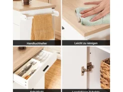 SoBuy Küchenwagen mit Gewürzregal Sideboard Küchenschrank 105x92x46cm Weiß-Natur FKW126-WN