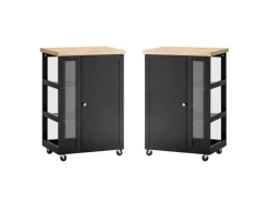 SoBuy Küchenwagen Servierwagen mit 3 Ablagefächern Küchenregal 60x90x40cm Schwarz FKW75-SCH