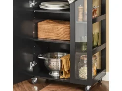 SoBuy Küchenwagen Servierwagen mit 3 Ablagefächern Küchenregal 60x90x40cm Schwarz FKW75-SCH