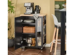 SoBuy Küchenwagen Servierwagen mit 3 Ablagefächern Küchenregal 60x90x40cm Schwarz FKW75-SCH