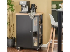 SoBuy Küchenwagen Servierwagen mit 3 Ablagefächern Küchenregal 60x90x40cm Schwarz FKW75-SCH