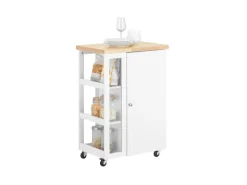 SoBuy Küchenwagen Servierwagen mit 3 Ablagefächern Küchenregal 60x90x40cm Weiß FKW75-WN