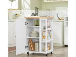 SoBuy Küchenwagen Servierwagen mit 3 Ablagefächern Küchenregal 60x90x40cm Weiß FKW75-WN
