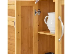 SoBuy Küchenwagen Servierwagen Kücheninsel Küchenschrank aus Bambus FKW70-N