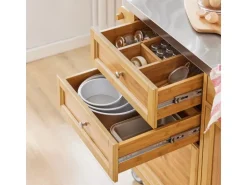 SoBuy Küchenwagen Servierwagen Kücheninsel Küchenschrank aus Bambus FKW70-N