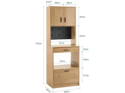 SoBuy Mikrowellenschrank mit Pegboard Hochschrank Sideboard 60x170x40cm FSB98-N