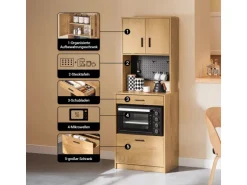 SoBuy Mikrowellenschrank mit Pegboard Hochschrank Sideboard 60x170x40cm FSB98-N