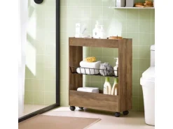 SoBuy Nischenregal mit 3 Etagen Küchenregal Badezimmerregal Rollwagen BZR46-N