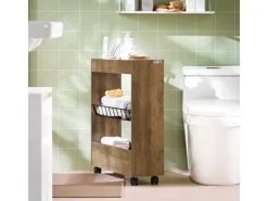 SoBuy Nischenregal mit 3 Etagen Küchenregal Badezimmerregal Rollwagen BZR46-N