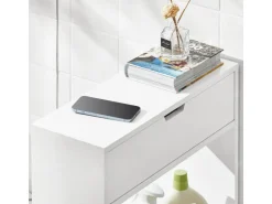 SoBuy Nischenregal mit 1 offener Ablage und 1 Klappe Kommode MDF Weiß BZR48-W