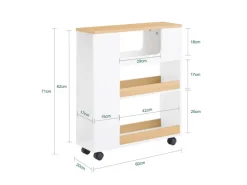 SoBuy Nischenregal mit Rollen Nischenwagen mit 3 Schubladen Weißnatur BZR190-WN