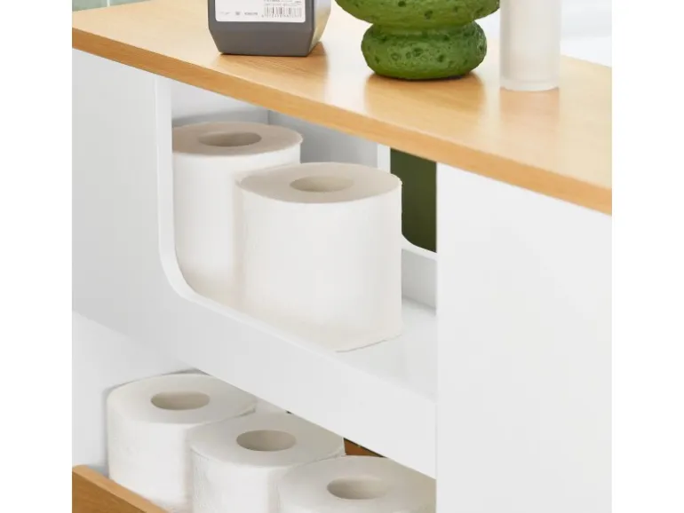 SoBuy Nischenregal mit Rollen Nischenwagen mit 3 Schubladen Weißnatur BZR190-WN