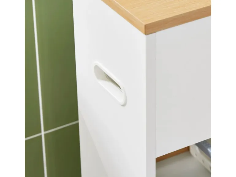 SoBuy Nischenregal mit Rollen Nischenwagen mit 3 Schubladen Weißnatur BZR190-WN