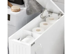 SoBuy Nischenregal mit Rollen Küchenregal Nischenwagen Rollwagen Weiß BZR111-W