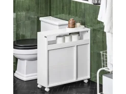 SoBuy Nischenregal Nischenschrank mit Rollen Küchenregal Rollwagen 20cm BZR119-W