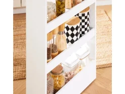 SoBuy Nischenwagen mit 4 Etagen Küchenregal Schmal Weiß 15x80x50cm NSR12-W