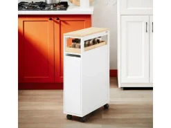 SoBuy Nischenwagen mit 3 Schubladen Schmal Küchenregal Natur 20x79x51cm NSR11-WN