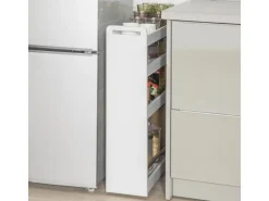 SoBuy Schmaler Rollwagen Servierwagen Nischenregal mit 4 Etagen Weiß 18x82x60cm NSR01-W