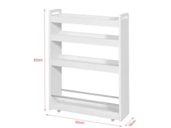 SoBuy Schmaler Rollwagen Servierwagen Nischenregal mit 4 Etagen Weiß 18x82x60cm NSR01-W