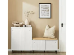 SoBuy Schuhschrank Küchenschrank Sideboard Kommode Weiß FSB62-W