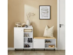 SoBuy Schuhschrank Küchenschrank Sideboard Kommode Weiß FSB62-W