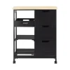 SoBuy Servierwagen Küchenwagen mit 2 Ablagen und 1 Tablett Küchenregal 67x84x37cm Schwarz FKW79-SCH