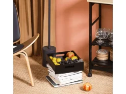 SoBuy Servierwagen Küchenwagen mit 2 Ablagen und 1 Tablett Küchenregal 67x84x37cm Schwarz FKW79-SCH