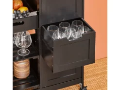 SoBuy Servierwagen Küchenwagen mit 2 Ablagen und 1 Tablett Küchenregal 67x84x37cm Schwarz FKW79-SCH