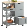 SoBuy Servierwagen Küchenwagen mit 2 Ablagen und 1 Tablett Küchenregal 67x84x37cm Grau FKW79-HG