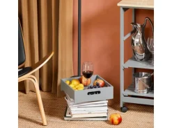 SoBuy Servierwagen Küchenwagen mit 2 Ablagen und 1 Tablett Küchenregal 67x84x37cm Grau FKW79-HG