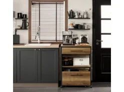 SoBuy Servierwagen Küchenwagen auf Rollen Rollwagen Barwagen FKW118-PF