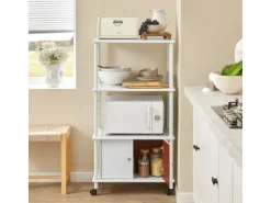 SoBuy Servierwagen Küchenwagen Mikrowellenhalter mit 3 Ablagen FRG12-W