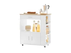 SoBuy Servierwagen Küchenwagen Rollwagen Küchenrollwagen Weiß FKW113-WN