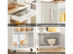 SoBuy Servierwagen Küchenwagen Rollwagen Küchenrollwagen Weiß FKW113-WN