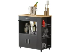 SoBuy Servierwagen Küchenwagen Rollwagen Küchenrollwagen Schwarz FKW113-SCH