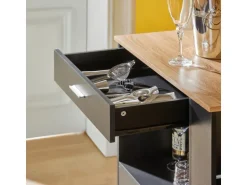 SoBuy Servierwagen Küchenwagen Rollwagen Küchenrollwagen Schwarz FKW113-SCH