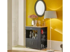 SoBuy Servierwagen Küchenwagen Rollwagen Küchenrollwagen Schwarz FKW113-SCH