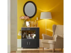 SoBuy Servierwagen Küchenwagen Rollwagen Küchenrollwagen Schwarz FKW113-SCH